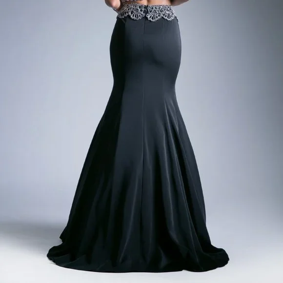 NEW LONG TWO PIECES MERMAID EMBROIDERED DRESS WITH CUTOUT ZIPPER BACK CD 11574 - Picture 8 of 8